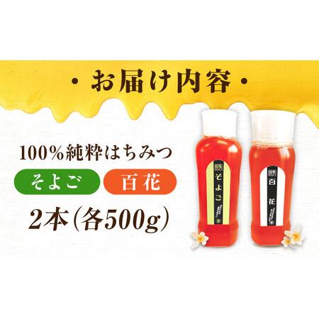 ふるさと納税 はちみつ チューブ2本セット（百花・そよご）各500g [APBO004] はちみつ 広島県三次市の画像