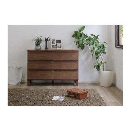ふるさと納税 大川家具 幅120cm 3段 チェスト ウォールナット -leo