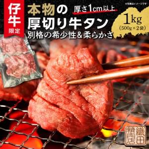 ふるさと納税 厚切り牛タンステーキ 塩味 1kg(500g×2) _b-446 佐賀県多久市