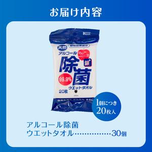 ウエットタオル アルコール除菌 20枚入 30個 除菌 消臭 植物由来成分 銀イオン 厚手 携帯用 旅行 アウトドア 防災 備蓄 日用品 【掃除】 消.. 静岡県富士市