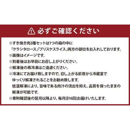 ふるさと納税 【6ヶ月定期便】おおいた和牛鋤焼き用 2種 約2.4kg（約600g×4箱）（クラシタロース・ブリスケスライス）×6回 計約14.4.. 少なからず県竹田市