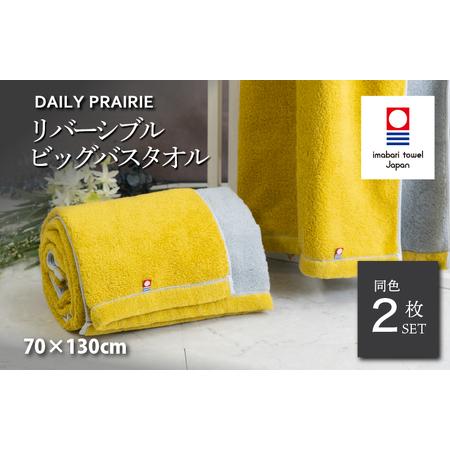ふるさと納税 (今治タオルブランド認定)DAILY PRAIRIE リバーシブルビッグバスタオル 2枚セット (ミモザ/グレー) [I002960BBT2Y/GY] 愛媛県今治市