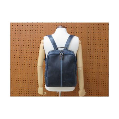 ふるさと納税 レトロリュック (No.4990-60) ネイビー / 木和田 リュック リュックサック 2層式 仕分け収納 白化合皮 ポケット ペットボトルホル.. 兵庫県豊岡市の画像