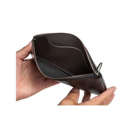 ふるさと納税 Tajima Cowhide 薄型ポーチ / ポーチ 薄型 仕切り収納 ブラック 牛革 軽量 経年変化 カード 通帳 保険証 文房具 スマホ イヤホン .. 兵庫県豊岡市の画像