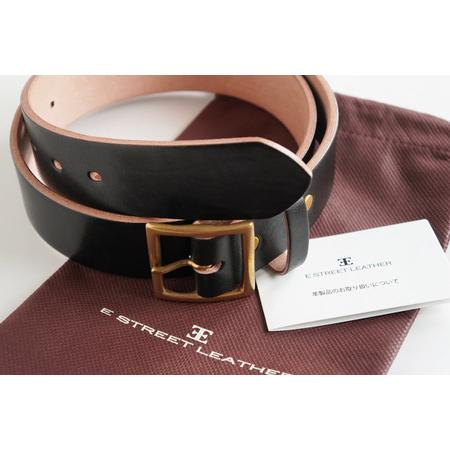 ふるさと納税 E STREET LEATHER ベンズクラシック 4cm幅 茶芯革 極厚レザーベルト ブラック（38インチ 96.5cm） 【star005-5-01】 岡山県真庭市の画像