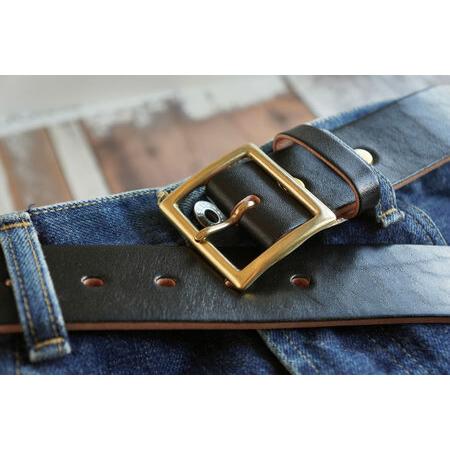 ふるさと納税 E STREET LEATHER ベンズクラシック 4cm幅 茶芯革 極厚レザーベルト ブラック（40インチ101.5cm）【star005-6-01】 岡山県真庭市の画像