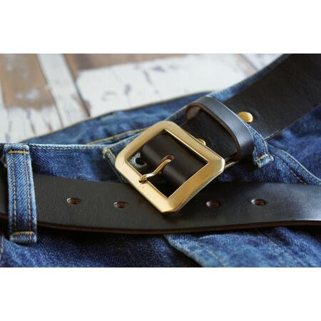ふるさと納税 E STREET LEATHER ホーウィン・クロムエクセル 茶芯革 レザーベルト ブラック（40インチ 101.5cm） 【star006-6-01】 岡山県真庭市の画像