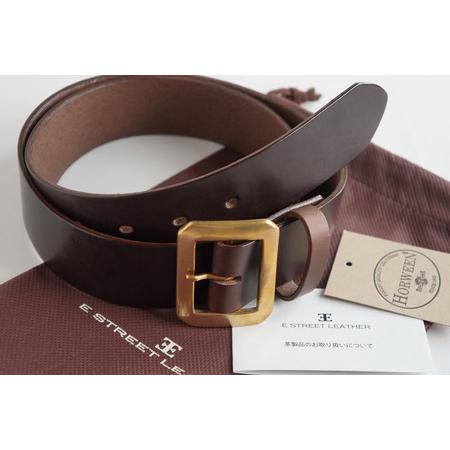 ふるさと納税 E STREET LEATHER ホーウィン・クロムエクセル 4cm幅 レザーベルト ブラウン（38インチ 96.5cm） 【star007-5-01】 岡山県真庭市の画像