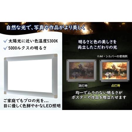 ふるさと納税 LEDパネル A4 ブラック 照度5，000lx ラクライト ピュアRタイプ LEDポスターフレーム 前開き式アルミフレーム 超薄型 6mm導光板 高.. 千葉県白井市_1