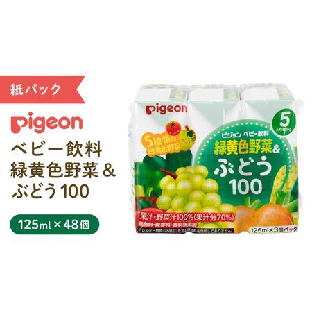 ふるさと納税 [ ピジョン ] 緑黄色野菜 &amp; ぶどう 100 125ml × 48個 紙パック飲料 (先行予約・2026年4月頃の発送予定) 茨城県つくばみらい市