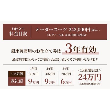 ふるさと納税 【オーダースーツ】 銀座英国屋 仕立て券 3万円分 ご自身用包装| ビジネススーツ メンズ 埼玉県北本市の画像