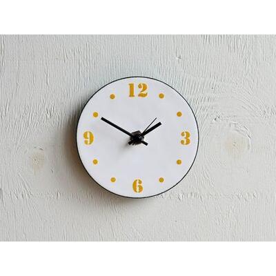 ふるさと納税 時計 壁掛け時計 七宝文字盤S (白地に黄色文字) | 壁掛 インテリア Kenichi Kondo 埼玉県北本市