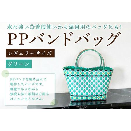 ふるさと納税 PPバンドバッグ(レギュラーサイズ)色:グリーン[0036-001-2]ハ゛ック゛ 編み込み 環境に優しい 軽量 エコハ゛ック オリシ゛ナ.. 岐阜県可児市
