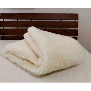 ふるさと納税 敷きパッド 毛布 クイーン 160×205cm アイボリー 洗える ふわふわ ウール ファー 敷き毛布 敷毛布 ベッドパッド ベッ ウー.. 大阪府岸和田市の画像