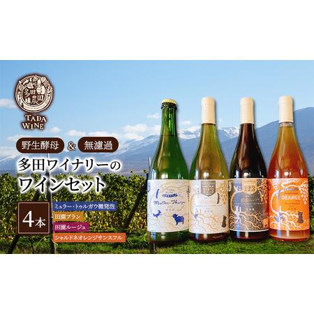 ふるさと納税 【野生酵母】赤白泡オレンジ ワイン4本 多田ワイナリー