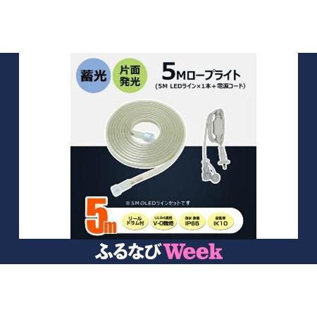 ふるさと納税 [ふるなびWEEK対象]テープライト チューブライト 電源コード ロープライト 5mセット 連結可 蓄光 片面発光 (TP-S5M+TP-90V) CB.. 大阪府貝塚市