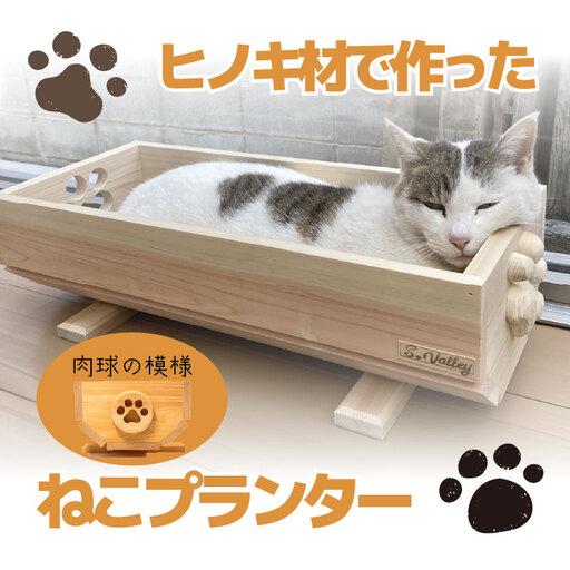 ふるさと納税 ねこ 桧 プランター 木製プランター 小物入れ 肉球 丸