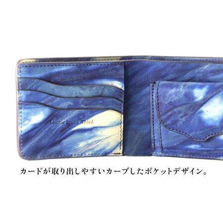 ふるさと納税 天然藍染め福山レザー二つ折り財布 「カレ」薄藍 財布 [BACM020] 広島県福山市の画像