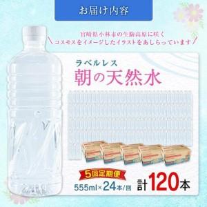 ふるさと納税 【定期便】 シリカ 朝の天然水 555ml 24本 5回 ラベルレス 中硬水 ミネラルウォーター シリカ水 ケイ素 常温保存 備蓄 防災 宮崎県 霧島.. 宮崎県_4