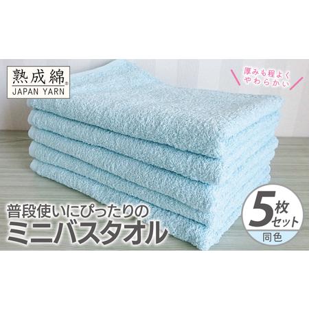 ふるさと納税 普段使いにぴったりのミニバスタオル 5枚 アクアブルー 大阪府泉佐野市