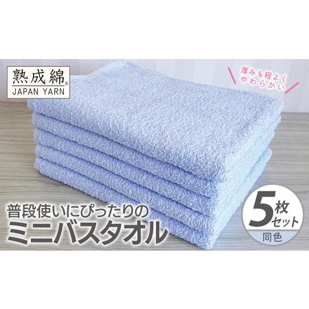 ふるさと納税 普段使いにぴったりのミニバスタオル 5枚 サックス 大阪府泉佐野市