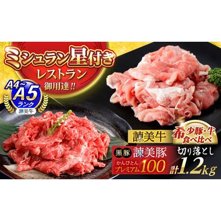 ふるさと納税 [ブランド牛&ブランド豚の食べ比べ]諫美牛 切り落とし 600g(300g×2) & 黒豚諫美豚プレミアム100 ウデ肉 切り落とし 600g(.. 長崎県諫早市
