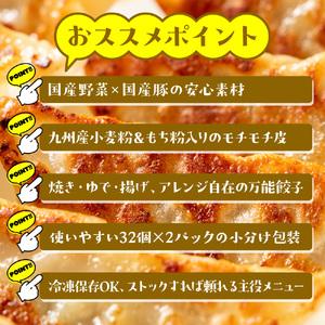 ふるさと納税 お肉屋の特製生餃子 64個セット（32個×2ｐ） AO142 福岡県粕屋町の画像