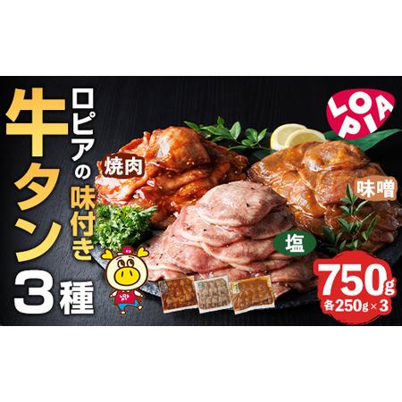 ふるさと納税 ロピア 味付け 牛タン 3種(合計750g・250g×3)  タン たん ＜離島配送不可＞【ksg1824】【ロピア】 福岡県春日市 | 