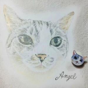 ふるさと納税 【うちの子似顔絵オーダーメイド】似顔絵の原画とピンバッジ5個セット 225P7801 秋田県大館市の画像