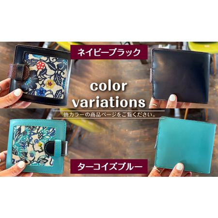 ふるさと納税 本革二つ折り財布 【ネイビーブラック】 | 紅琉 BINRYU アラヤプランニング株式会社 | 伝統工芸 びんがた 紅型 | テキスタイル .. 沖縄県宜野湾市の画像