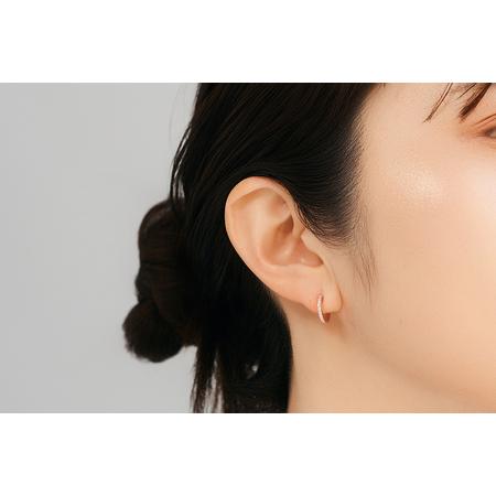 日本製　k18 フープピアス ふるさと納税 K18PGダイヤフープピアス 0.07ct mk-433 CR-21 山梨県