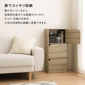 ふるさと納税 【完成品でお届け】扉付きカラーボックス〔3段〕（オーク）カラーボックス 扉付き 3段 木製 収納棚 扉付き本棚 リビング キッチ.. 和歌山県海南市_4