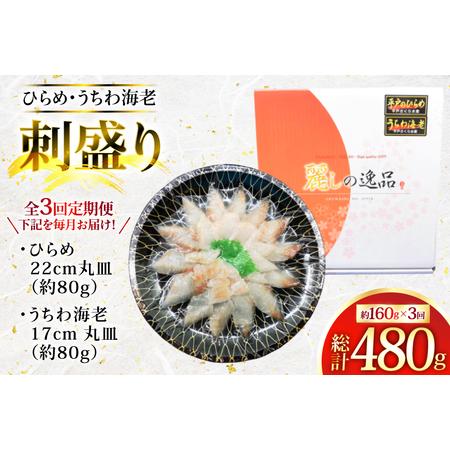 ふるさと納税 魚 海老 刺身 ヒラメ ＆ うちわ海老 刺し盛 セット 約160g 3回 定期便 [平戸さくら水産 長崎県 平戸市 hr42bgy420251] 長崎県平戸市の画像