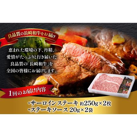 ふるさと納税 和牛 ビフテキ 長崎和牛 サーロイン 250g 2枚 出どころ付き添い人 12回 定期便 計6kg [萩原獣肉製造 長崎県 平戸市 hr42bgy410030] 長崎県平戸市