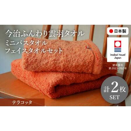 ふるさと納税 今治ふんわり雲羽タオル ミニバスタオル・フェイスタオルセット(テラコッタ×2) テラコッタ ピスタチオグレー 今治タオル 今治.. 大阪府箕面市