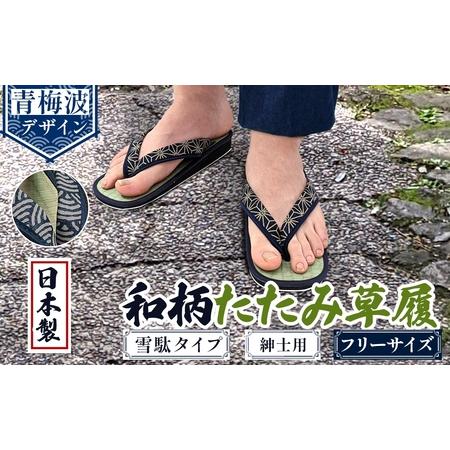 ふるさと納税 和柄たたみ草履 雪駄タイプ 紳士用(青海波・フリーサイズ×1) 雪駄 せった 男性用 メンズ草履 和柄 和風サンダル 畳草履 天然.. 大阪府箕面市