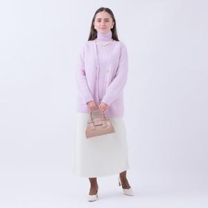 ふるさと納税 ルーエンローズ カシミヤ Ｖネックカーディガン（ラベンダーピンク） RU2311-03  新潟県見附市の画像