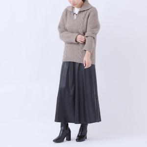 ふるさと納税 ルーエンローズ カシミヤ アラン柄ポロ衿プルオーバー（ブラウン） RU2311-20 新潟県見附市の画像