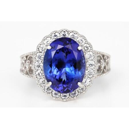 ふるさと納税 [ふるなび限定][一点もの]タンザナイト(5.96ct)ダイヤモンドプラチナリング R128 K06151-H FN-Limited-SP 山梨県甲府市