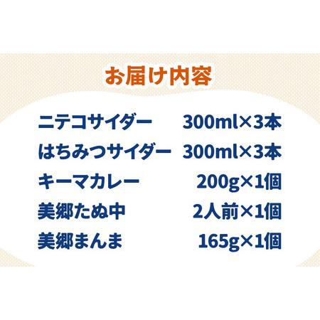 ふるさと納税 ニテコサイダー3本・はちみつサイダー3本とたぬ中・キーマカレー・美郷まんまのセット 炭酸飲料 カレー キーマカレー レトルト 中.. 秋田県美郷町_4
