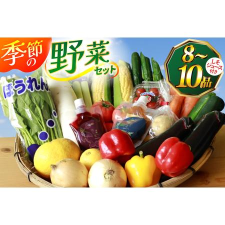 ふるさと納税 AJ314 季節の野菜・果物セット 8〜10品 しそジュース付き [ 野菜 詰合せ 長崎県 島原市 ] 長崎県島原市