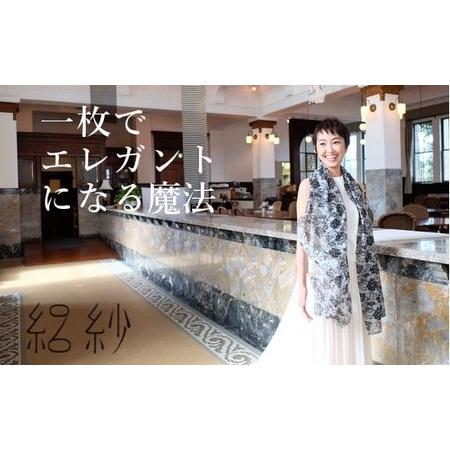 ふるさと納税 シルクストール 絽紗 プリントストール ( ブラック ) レディース 新潟県五泉市