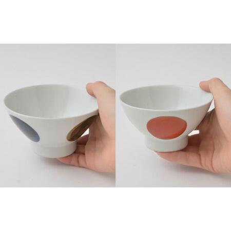 ふるさと納税 【波佐見焼】大人気！ くらわんか碗 半青・半赤・青丸・赤丸 4点セット お茶碗【福田陶器店】[PA424] 長崎県波佐見町の画像