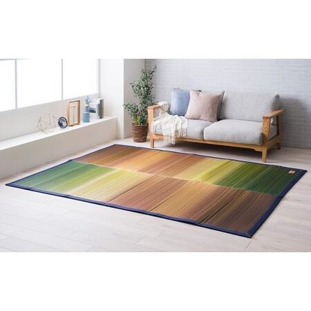 ふるさと納税 デニム×いぐさラグ Fジョイ 191cm×191cm GN(グリーン) ラグ ラグマット いぐさ い草 イグサ い草ラグ デニム生地 福岡.. 福岡県柳川市