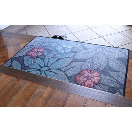 ふるさと納税 抗菌防臭・消臭 玄関マット 上がり框 なでしこ 35cm×90cm BL(ブルー) マット 敷き物 いぐさ い草 イグサ い草マット 福岡県.. 福岡県柳川市