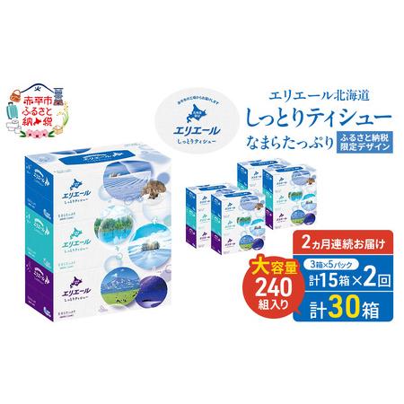 ふるさと納税 [定期便 2ヵ月連続お届け] エリエール ハーフサイズ 収納に便利 コンパクト 少量5パック 北海道 しっとりティシュー なまらたっ.. 北海道赤平市