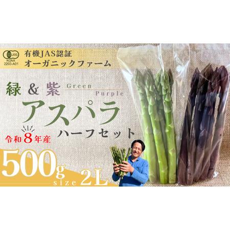 ふるさと納税 アスパラガス オーガニック パープル&グリーンアスパラガス ハーフセット 2L 500g [先行予約] 山口県宇部市