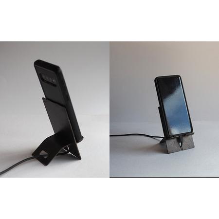 ふるさと納税 鍛鉄のスマホスタンド ミニマルでおしゃれ・重厚なアイアン製 卓上スマートフォン スタンド E-ms-A40A 岡山県西粟倉村_4