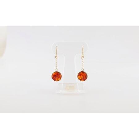 ふるさと納税 Amberlogue ピアス 丸(金属素材:K10 琥珀:直径9mm サイズ:全長28mm) 岩手県久慈市