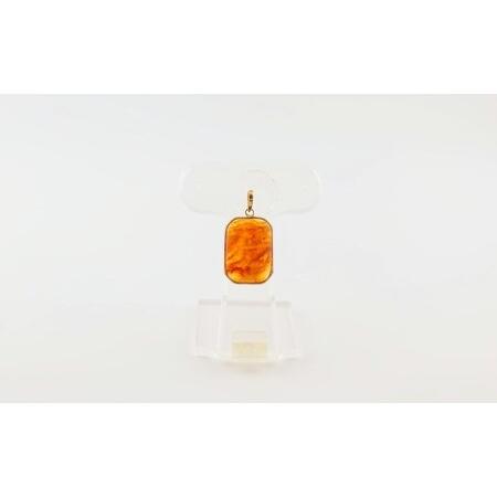 ふるさと納税 Amberlogue ペンダント 四角(金属素材:K10 琥珀:15mm×11mm サイズ:全長21mm) 岩手県久慈市
